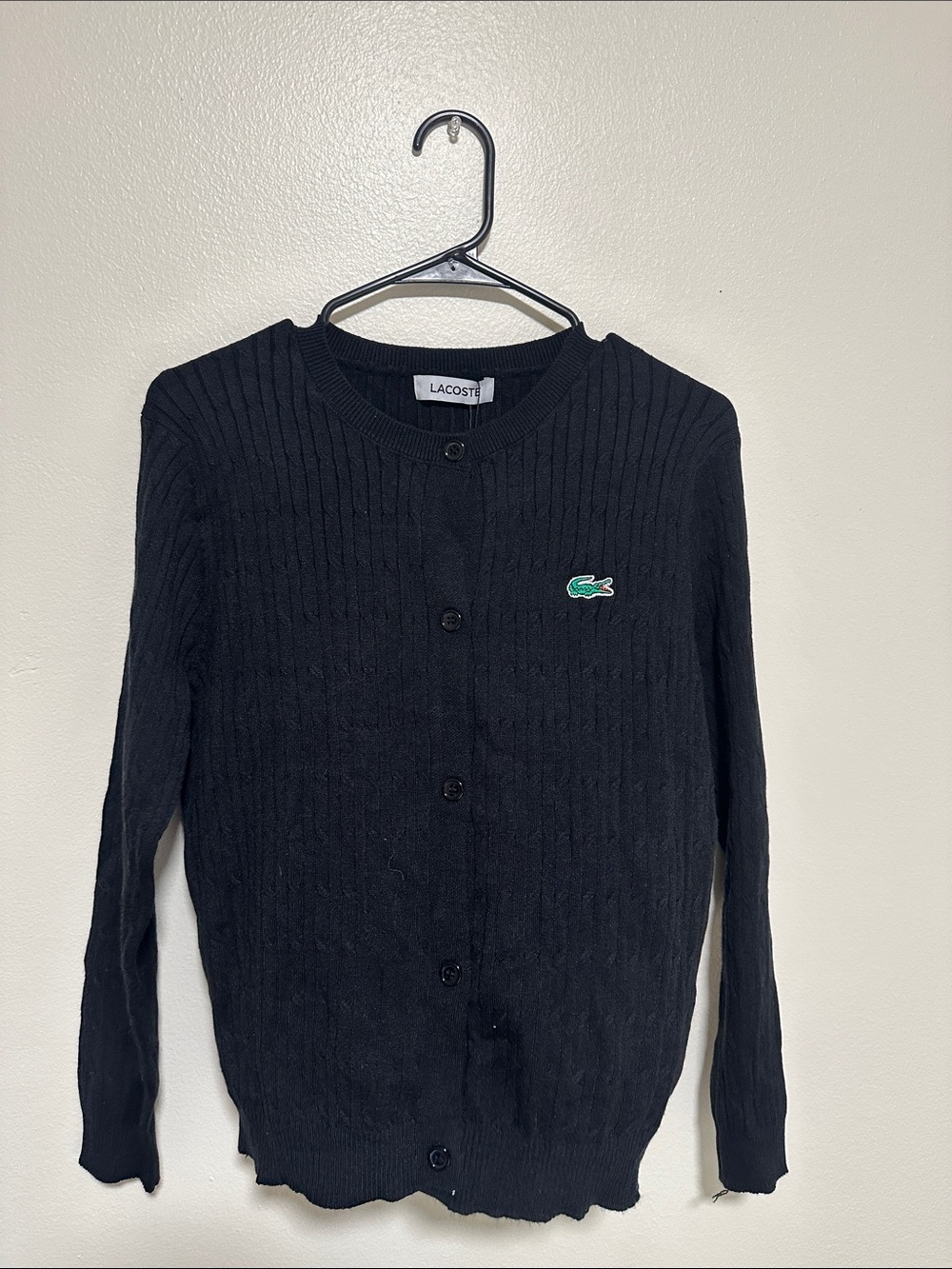 Black Ribbed Button-Up Cardigan